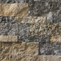 A brown and dark grey stone veneer perfect for any hardscape idea on the exterior or interior of any home or landscape.