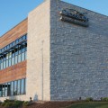 The exterior walls of a home outfitted with Sussex stone veneer from Halquist's Castlestone Collection.