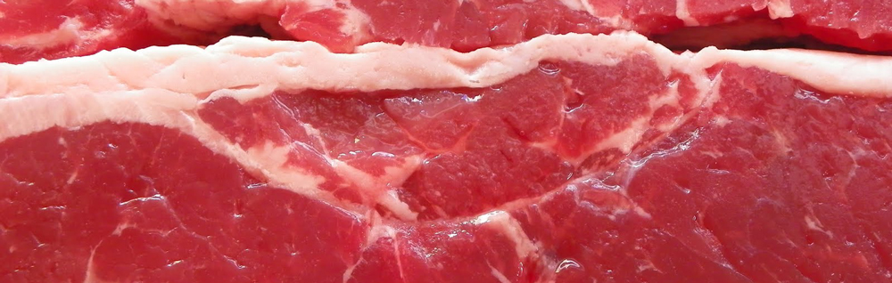 a close-up of a steak.